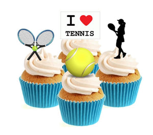 Tennis Female Collection Stand Up Cake Toppers (12 pack)