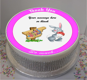 Personalised Thank You Bunny 8" Icing Sheet Cake Topper