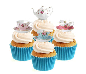 Vintage Time For Tea Collection Stand Up Cake Toppers (12 pack)