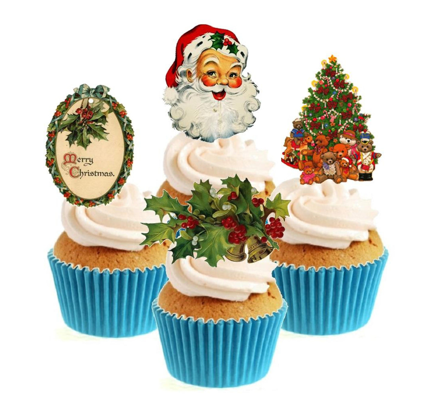 Traditional Christmas Collection Stand Up Cake Toppers (12 pack)