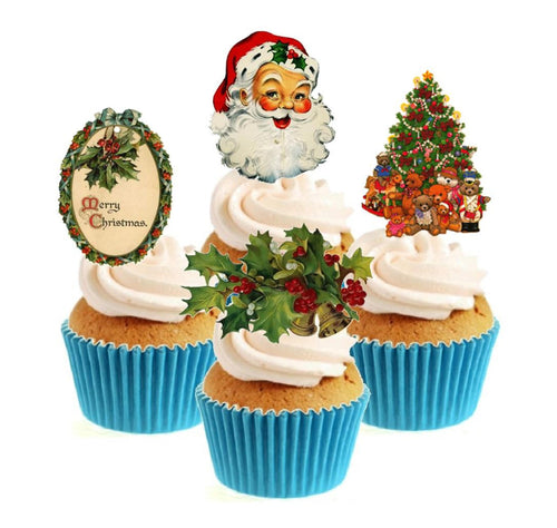 Traditional Christmas Collection Stand Up Cake Toppers (12 pack)