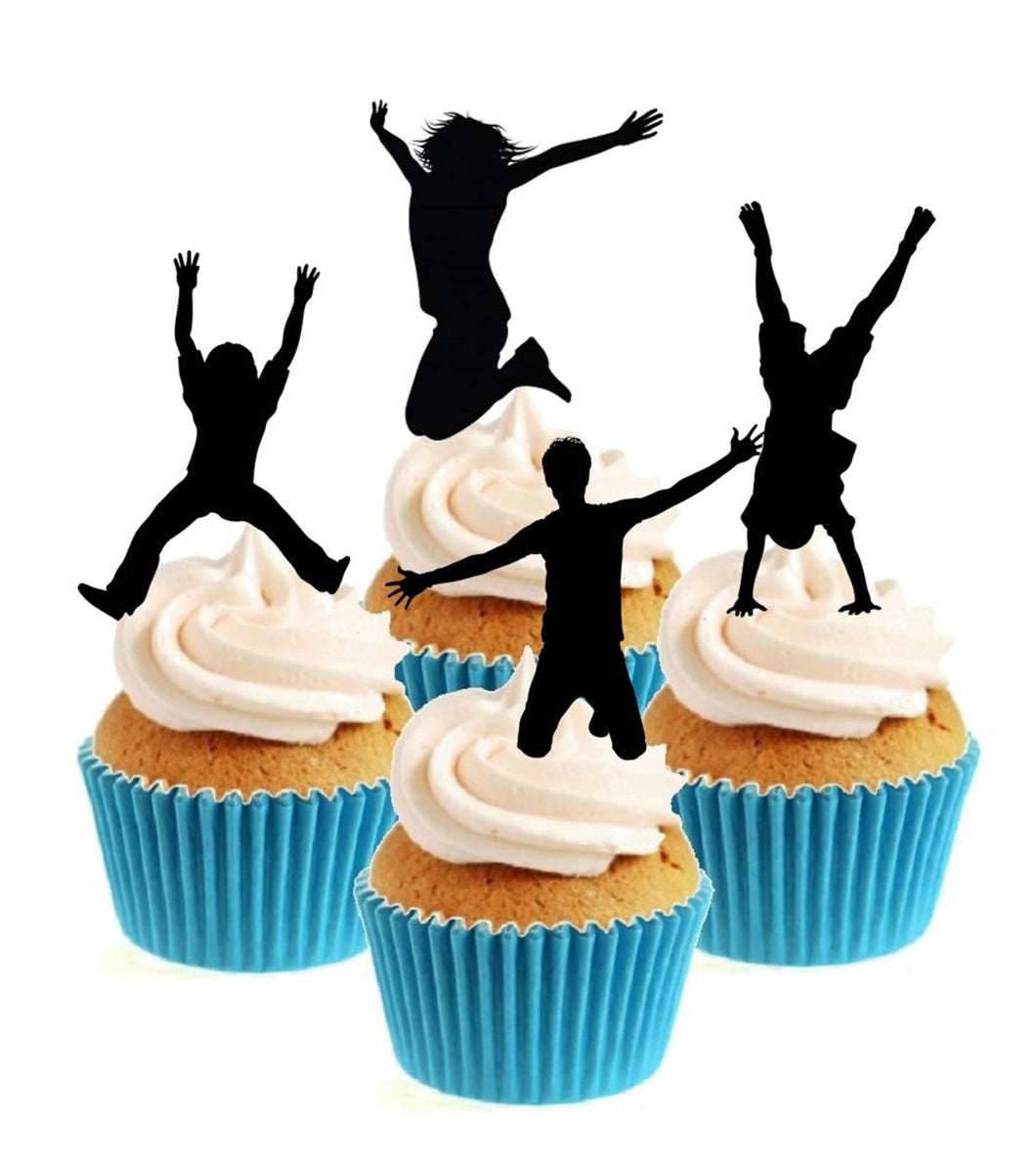 Trampolining Silhouette Collection Stand Up Cake Toppers (12 pack)