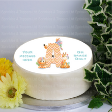 Load image into Gallery viewer, Alphabet Tribal Safari Animals (any letter) 8&quot; Icing Sheet Cake Topper