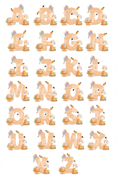 Cute Tribal Safari Animals (any letter)  2" / 5cm discs