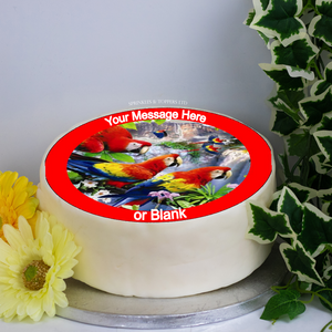 Personalised Tropical Birds Scene 8" Icing Sheet Cake Topper