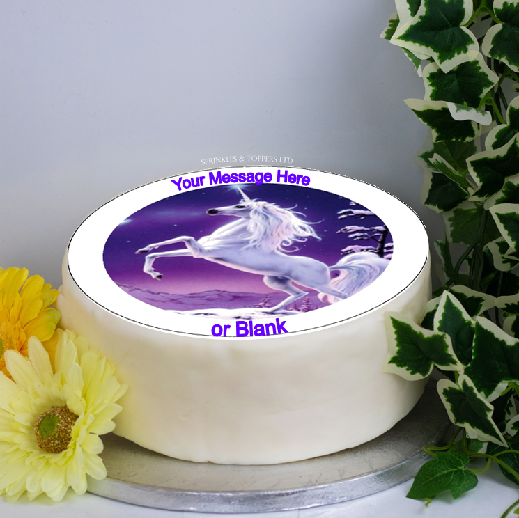 Personalised Mystical Unicorn - purple  8" Cake Topper