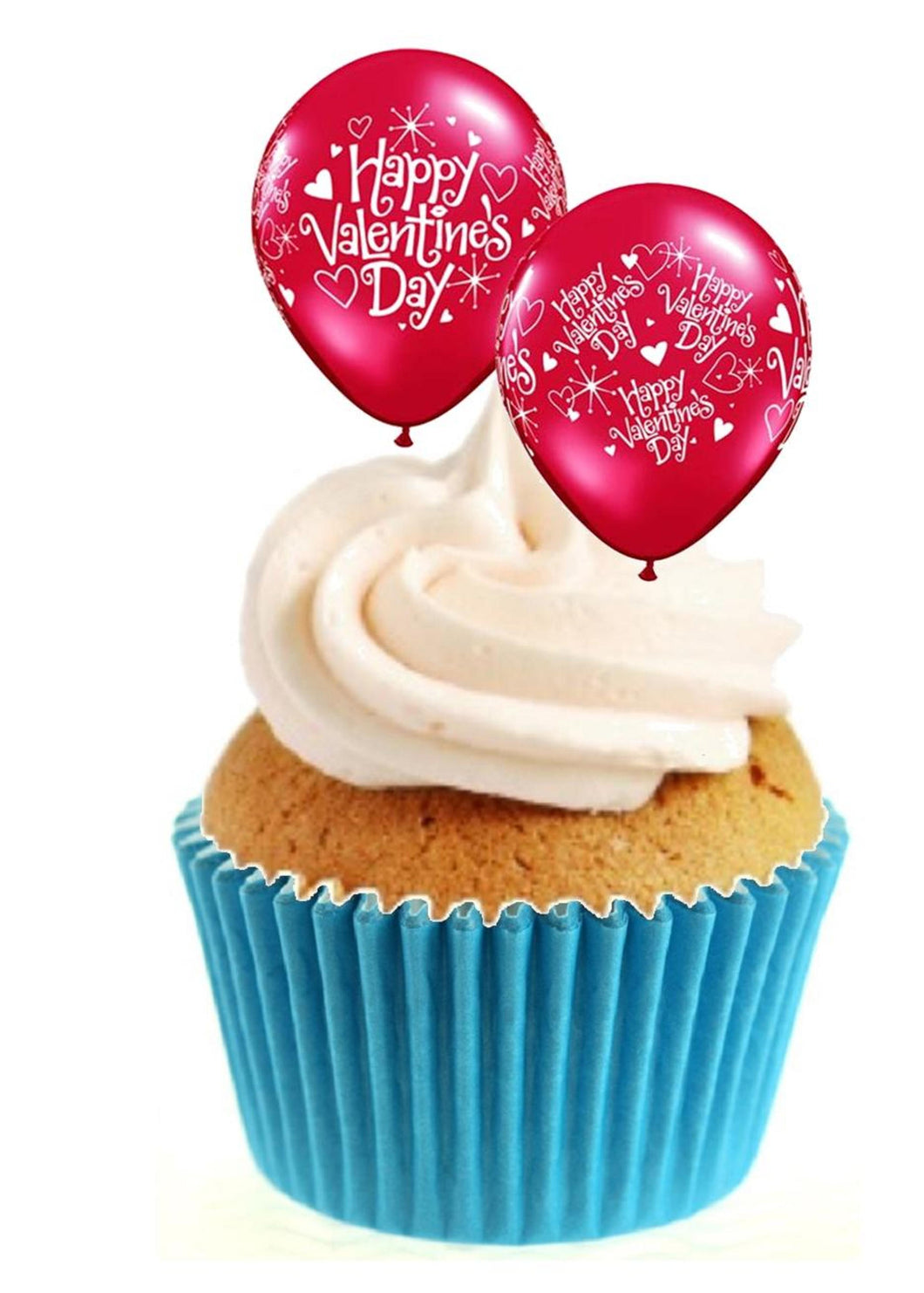 Valentines Balloons Stand Up Cake Toppers (12 pack)
