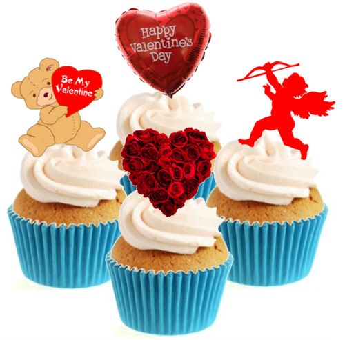 Valentines Collection Stand Up Cake Toppers (12 pack)