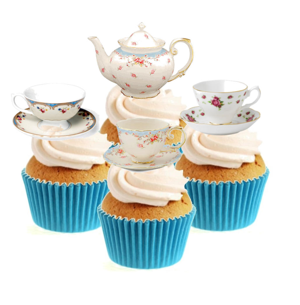 Vintage Time For Tea (A) Collection Stand Up Cake Toppers (12 pack)
