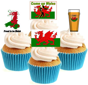 Welsh Rugby Collection Stand Up Cake Toppers (12 pack)