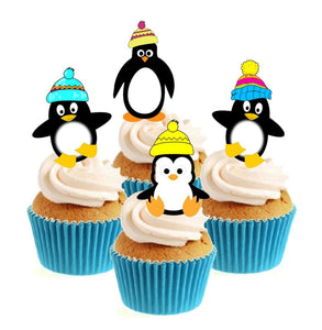 Winter Penguin Collection Stand Up Cake Toppers (12 pack)