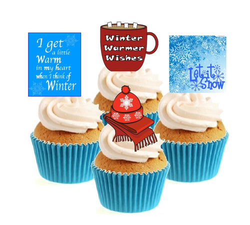 Winter Warmer Collection Stand Up Cake Toppers (12 pack)