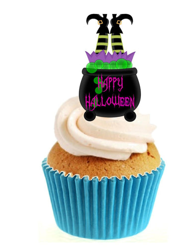 Witch in Cauldron Stand Up Cake Toppers (12 pack)