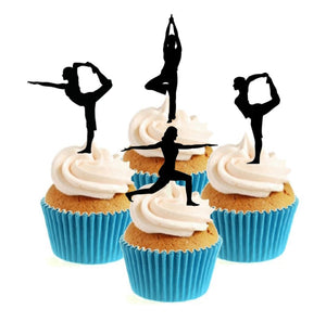 Yoga Silhouette Collection Stand Up Cake Toppers (12 pack)
